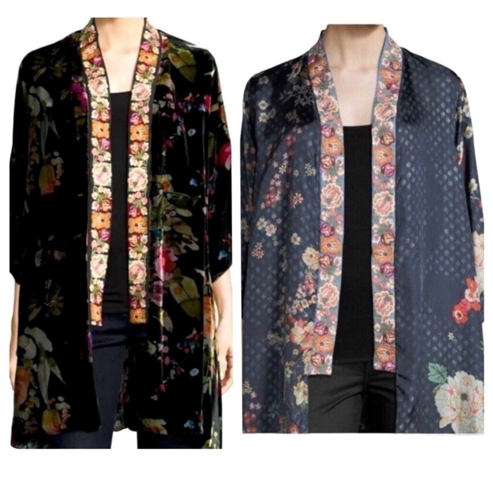 Johnny Was Reversible Velvet and Silk embroidered Kimono - Picture 3 of 4